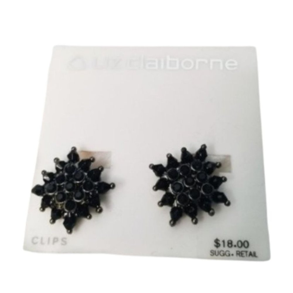 Liz Claiborne NWT Black Clip-On Earrings